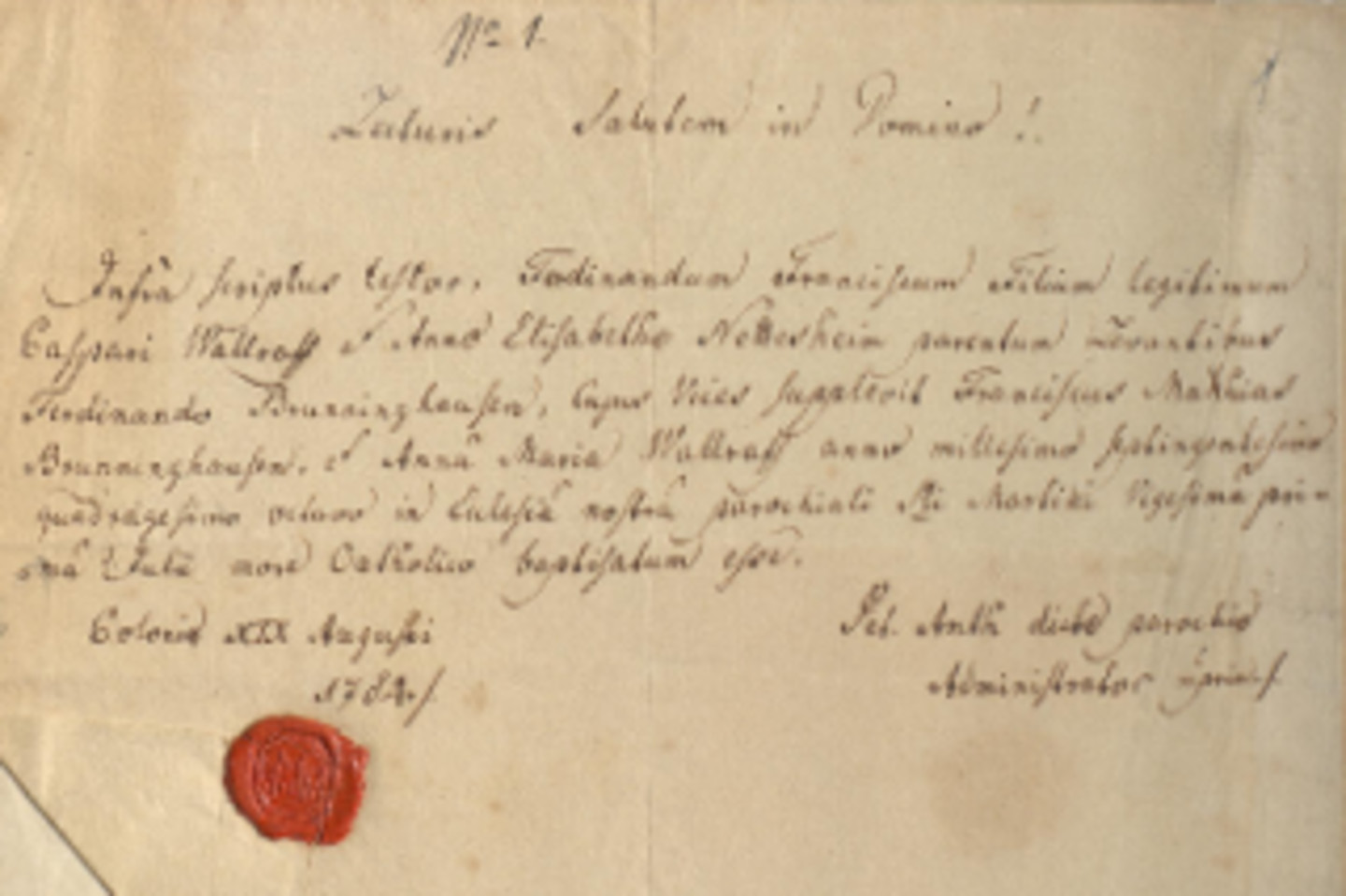 Taufschein Wallrafs