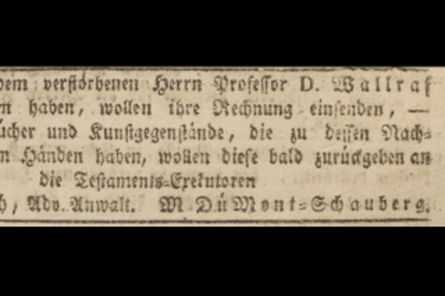 Annonce Kölnische Zeitung
